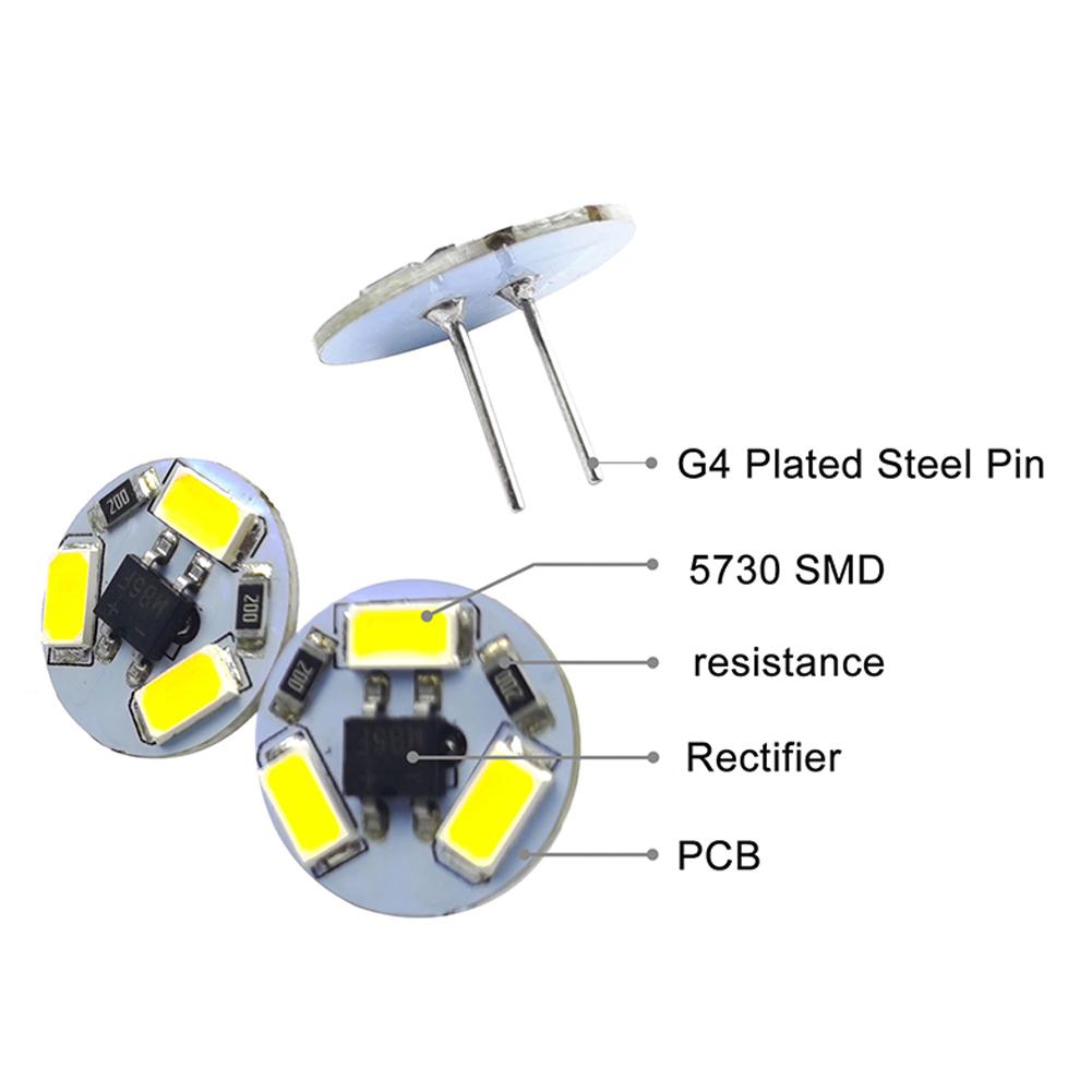 20pcs G4 LED Bulb 12V SMD 5730 White/Warm White for Range Hood Crystal Chandelier Cabinet Lighting