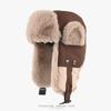 Winter Color Block Plush Trapper Hat Men Women Warm Ear Flap Cap Outdoor Cycling