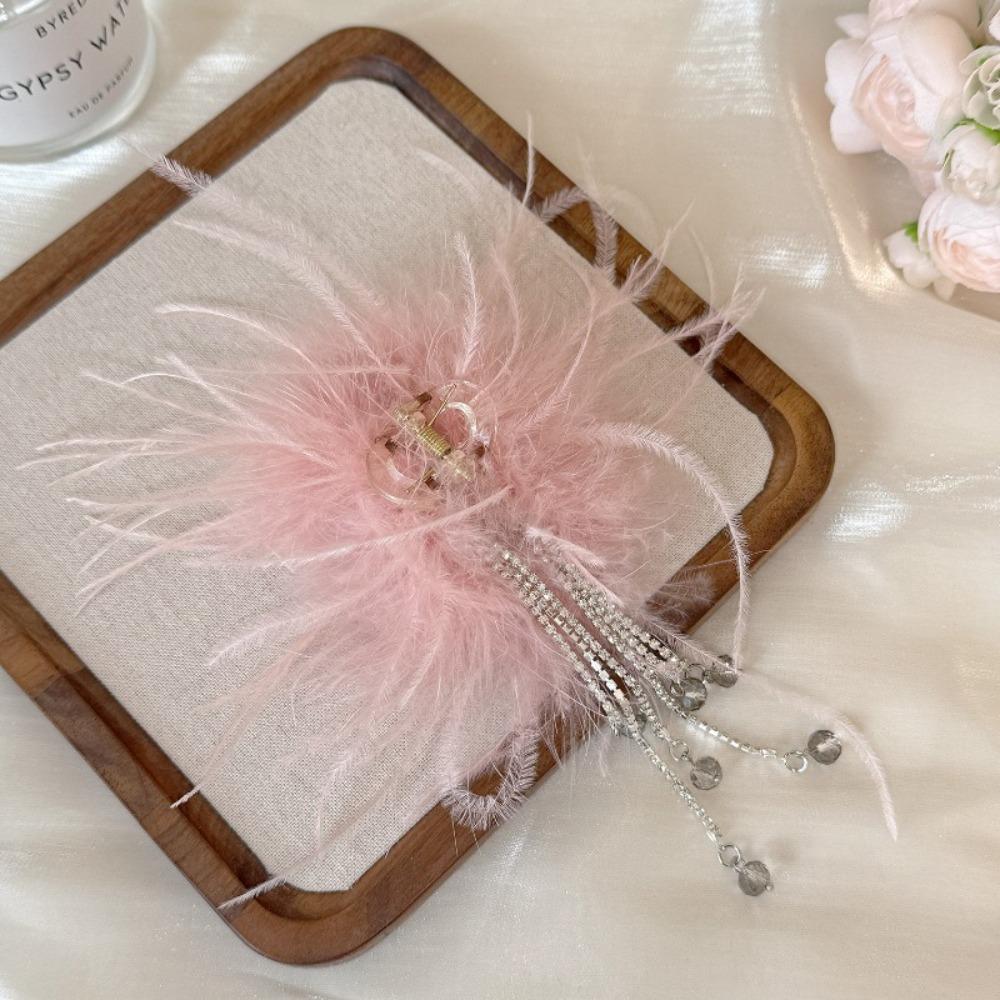 Autumn and Winter New Style Super Fairy Feather Catch Clip Large Hair Volume Large Back of The Head Shark Clip Pure Desire Wind Hair Clip Headdress