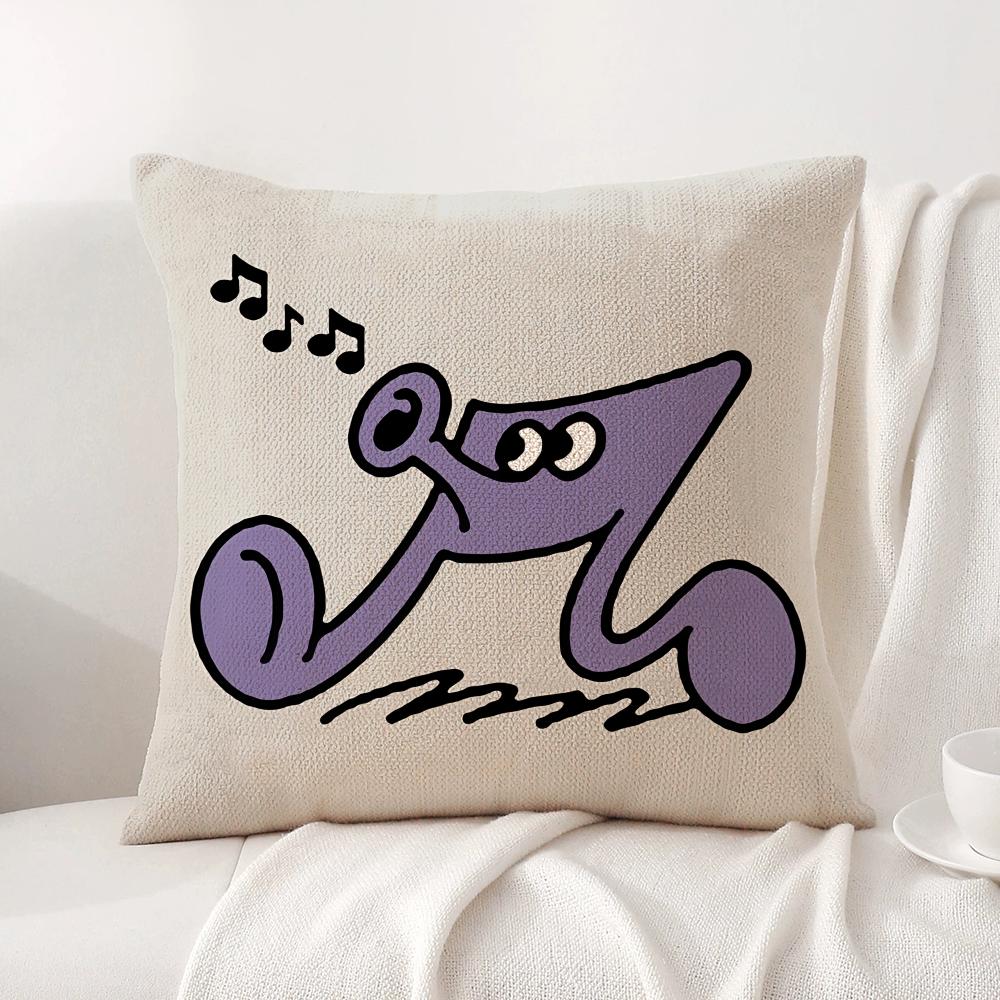 Musical Notes Cushion Cover Natural Linen Organic Fabric DoubleSided Printing Sofa Home Decor Breathable Bed Pillow