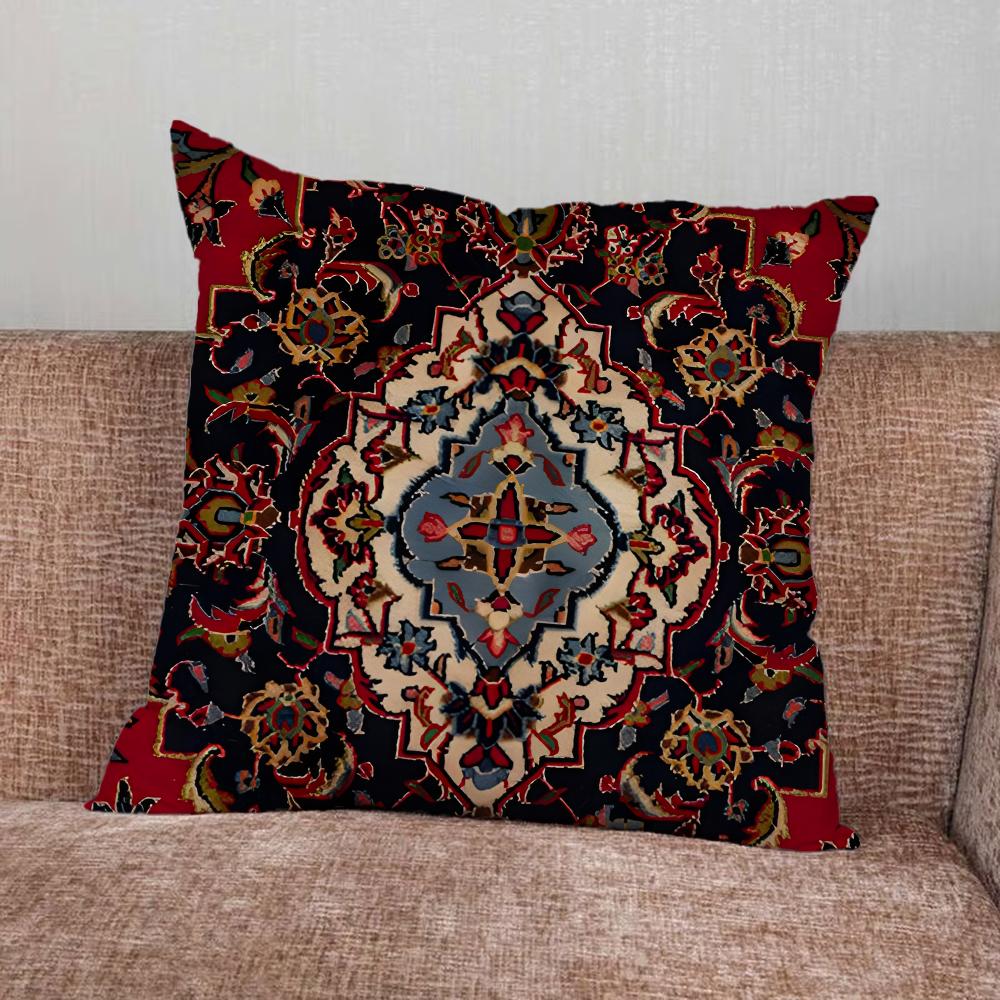 Persian Carpet Floral Pattern Pillow Case For Home Bedroom Car Office Decoration Living Room Sofa Cushion Cover Suitable