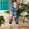 Women's Jumpsuit Halloween Print  Casual Loose Vintage Shoulder Strap Cotton Linen