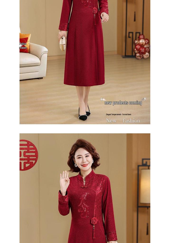 Elegant Spring Dress for Mother of the Bride or Wedding Guest - Stylish Attire for Middle-Aged and Elderly Women
