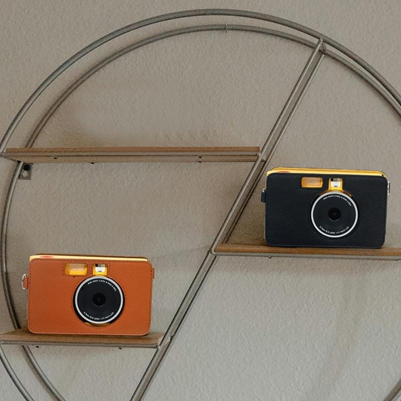 Impacts Resistant PU Camera Case Portable Black/Brown Camera Protector Leather Texture Suitable for MS200 Model Use