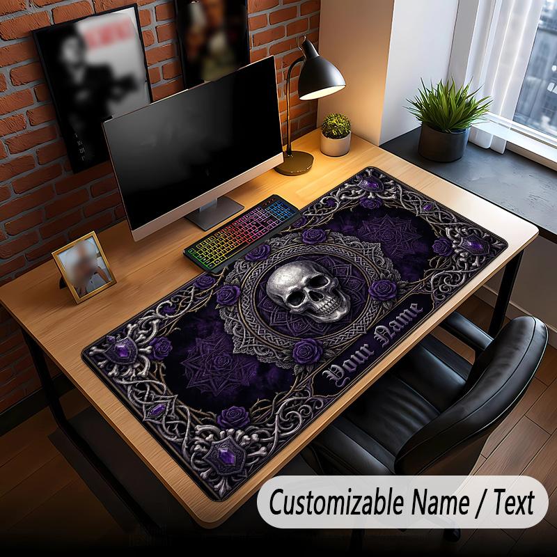 Skull Gothic Theme Custom Mouse Pad Personalized With Name Text Customized Desk Mat For Office Home Decor