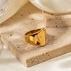 INS Internet celebrity trend 18K gold-plated stainless steel design hammer pattern wide-sided ring Europe and America do not fade wholesale