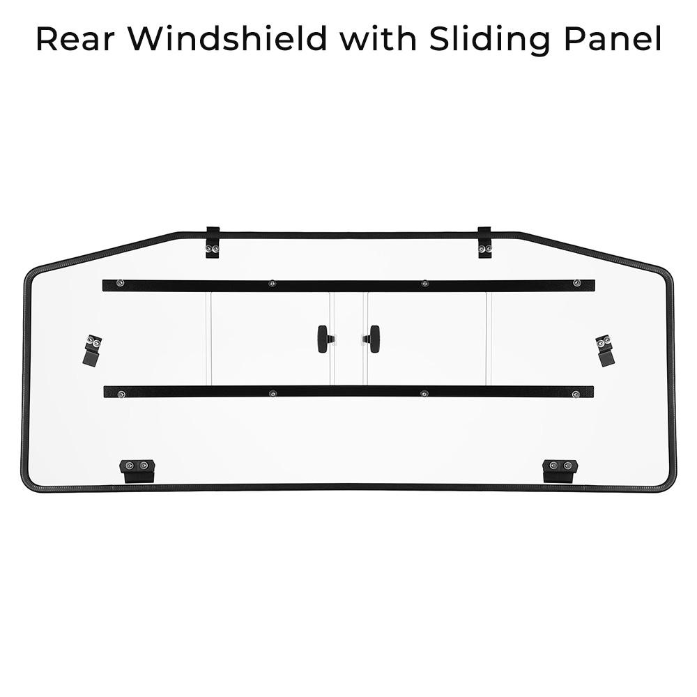Durable Clear Rear Windshield w/ Sliding Panel Window for Can-Am Defender HD5 HD8 HD10 HD7 HD9 Max 2016-2024 Back Wind Screen