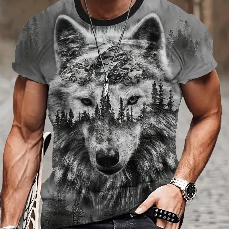 Cool Vzor Zvířat 3D Tištěná Pánská Trička Módní Ležérní Nadměrná Trička Street Sport O-Výstřih