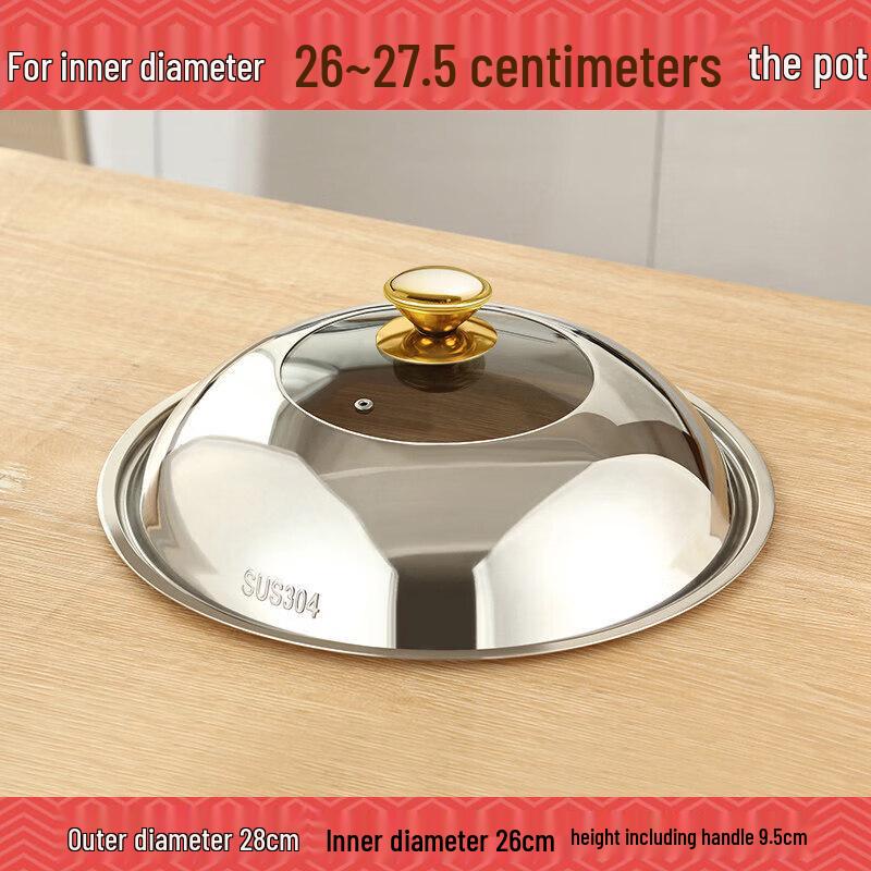 Universal Stainless Steel and Glass Wok Lid