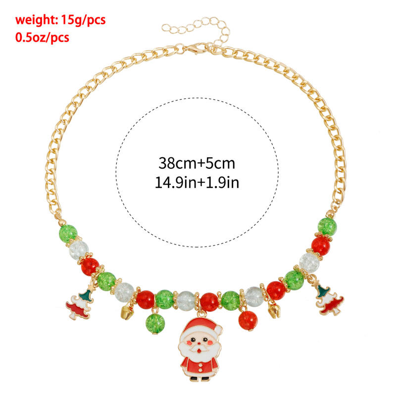 New Christmas Necklace Santa Claus Snowman Pendant Gift Unisex Festive Alloy Choker Holiday Party Jewelry Accessory