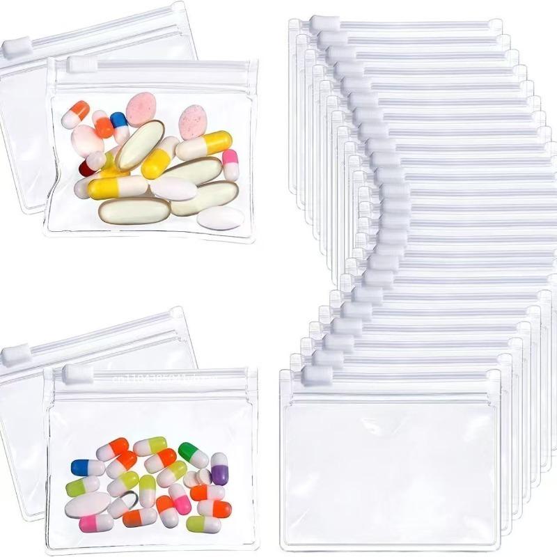 10-50PCS Mini Pill Dispenser Bags Protable Travel Jewel Pouch with Sliding Zipper Self-sealing Waterproof Storage Organization