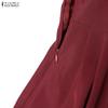 ZANZEA Women Elegant Casual Round Neck Short Sleeve A-line Dress