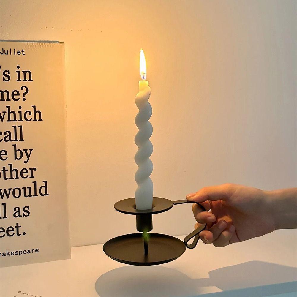 European Style Handheld Metal Candlestick Anti-slip Tabletop Candles Stand Aromatherapy