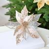 Artificial Holiday Flowers Glitter Poinsettia Flowers Shimmering Stamen Textured Look With Pearls Three-Dimensional Design