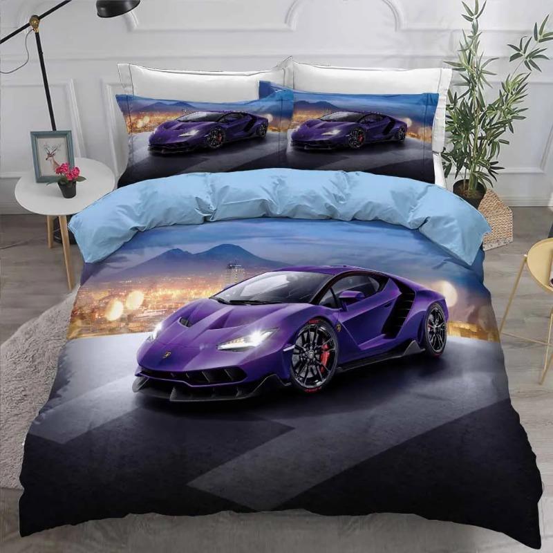 Bettbezug 200x200 Bettwäsche-Sets 3D-Druck Cooles Auto Bettdeckenbezug-Set für Jungen Doppelbett Bettwäsche Dekbedovertrek 228x228