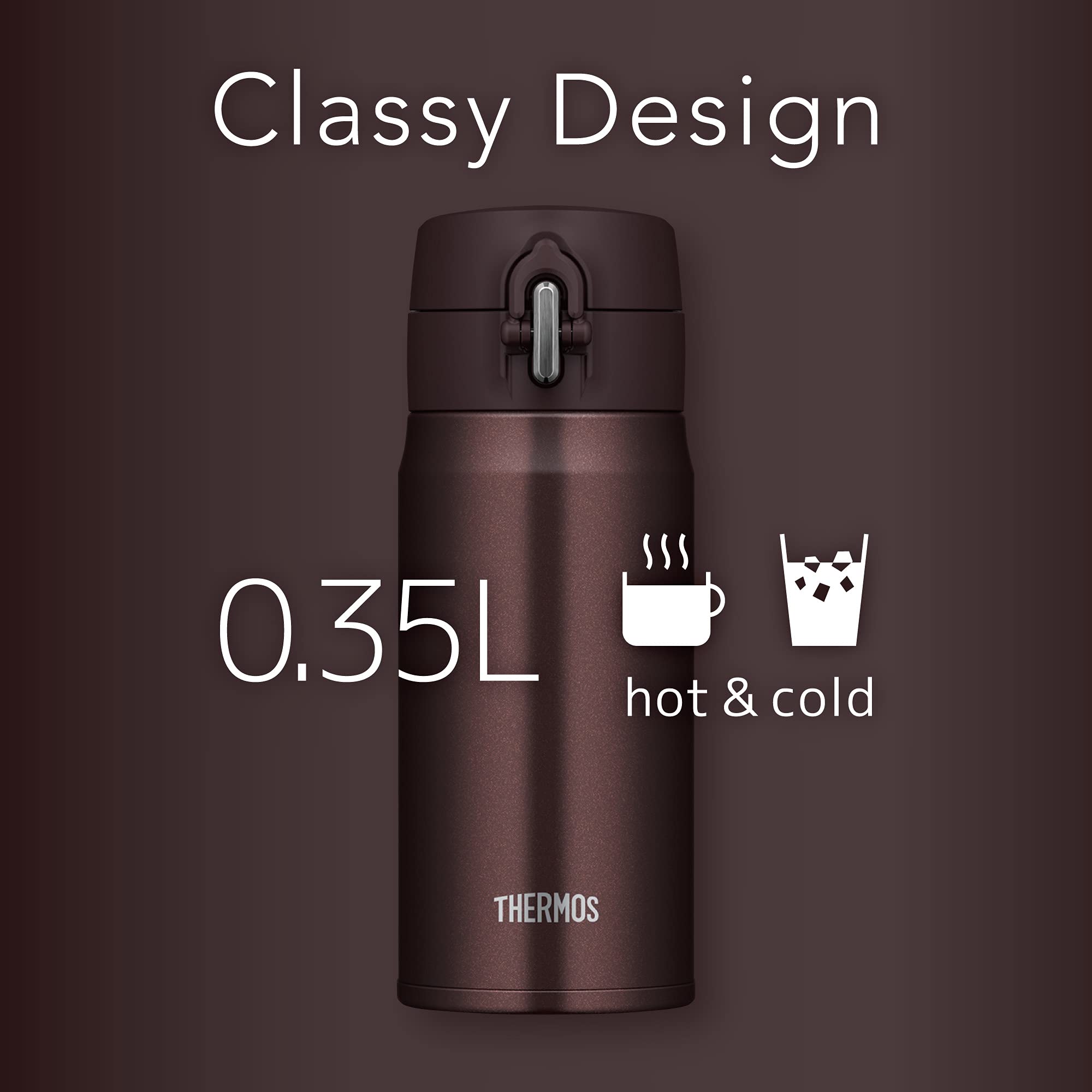 Термос Thermos с вакуумной изоляцией, портативная кружка, 350 мл, коричневый, BW JOH-350