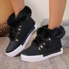 Short Boot with Fur Lining for Snowy Terrain, Women's Extra-large Size, Thick and Warm Shoes