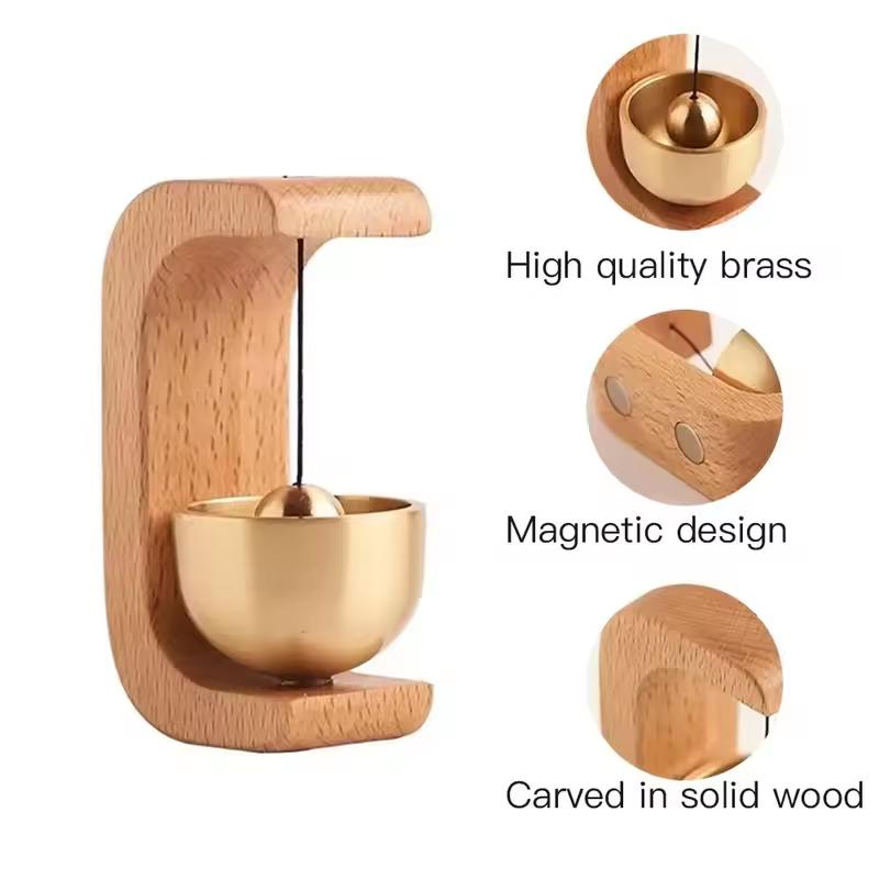 Doorbell Solid Wooden Magnetic Brass Wind Chimes Dopamine Style Meditation Bells for Bedroom Door Boho Zen Gift for Mindfulness