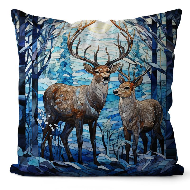 New Christmas Pillowcase Snowman Print Pillowcase Blue Glass Christmas Decoration Pillowcase