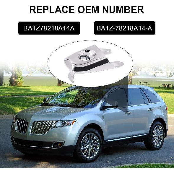 Chrome Door Handle Lock Cylinder Cap Driver Compatible with Ford Lincoln | Edge MKX Explorer 2011-2019 Handle Cover with Keyhole Replacement for