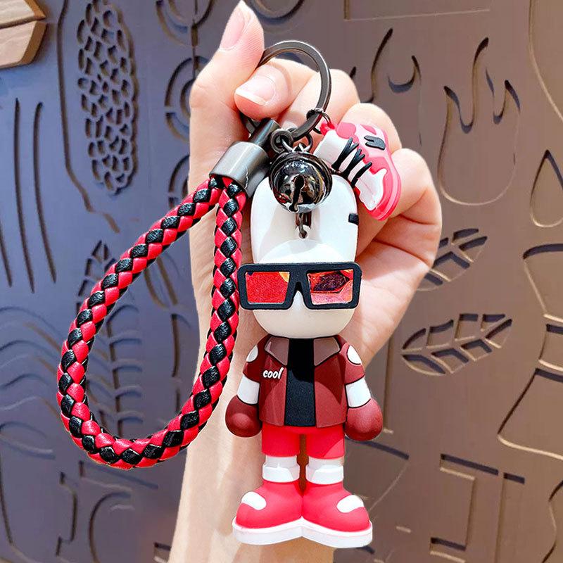 Creative Bear Car Keychain Schoolbag Doll Pendant Cartoon Bunny Bag Keychain Pendant Small Gift