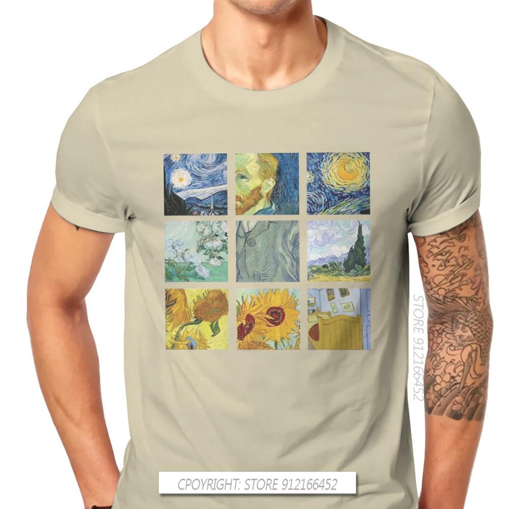 Vintage Alternative Funny Artwork Van Gogh Painting Unisex Tshirt Homme Graphic Clothes Cool Design Pure Cotton Harajuku T Shirt