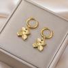 Teamer Flower Drop Earrings Stainless Steel Gold Color Hoop Earring For Women Girls Trendy Sweet Style Jewelry Birthday Gift