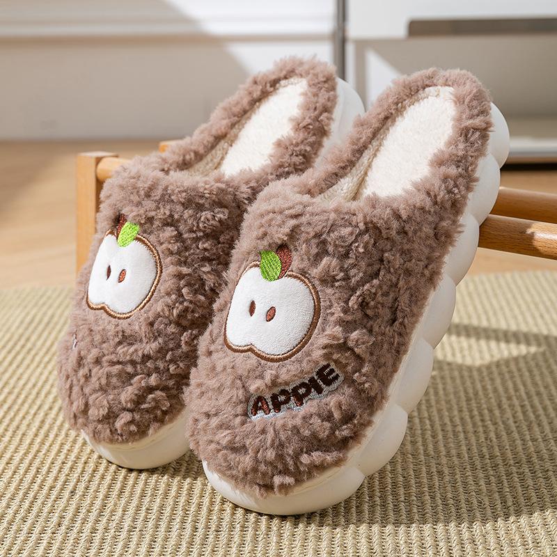 Apple Alphabet Drag Autumn and Winter Couple Casual Home Cotton Shoes Warm and Comfortable Household Cotton Slippers