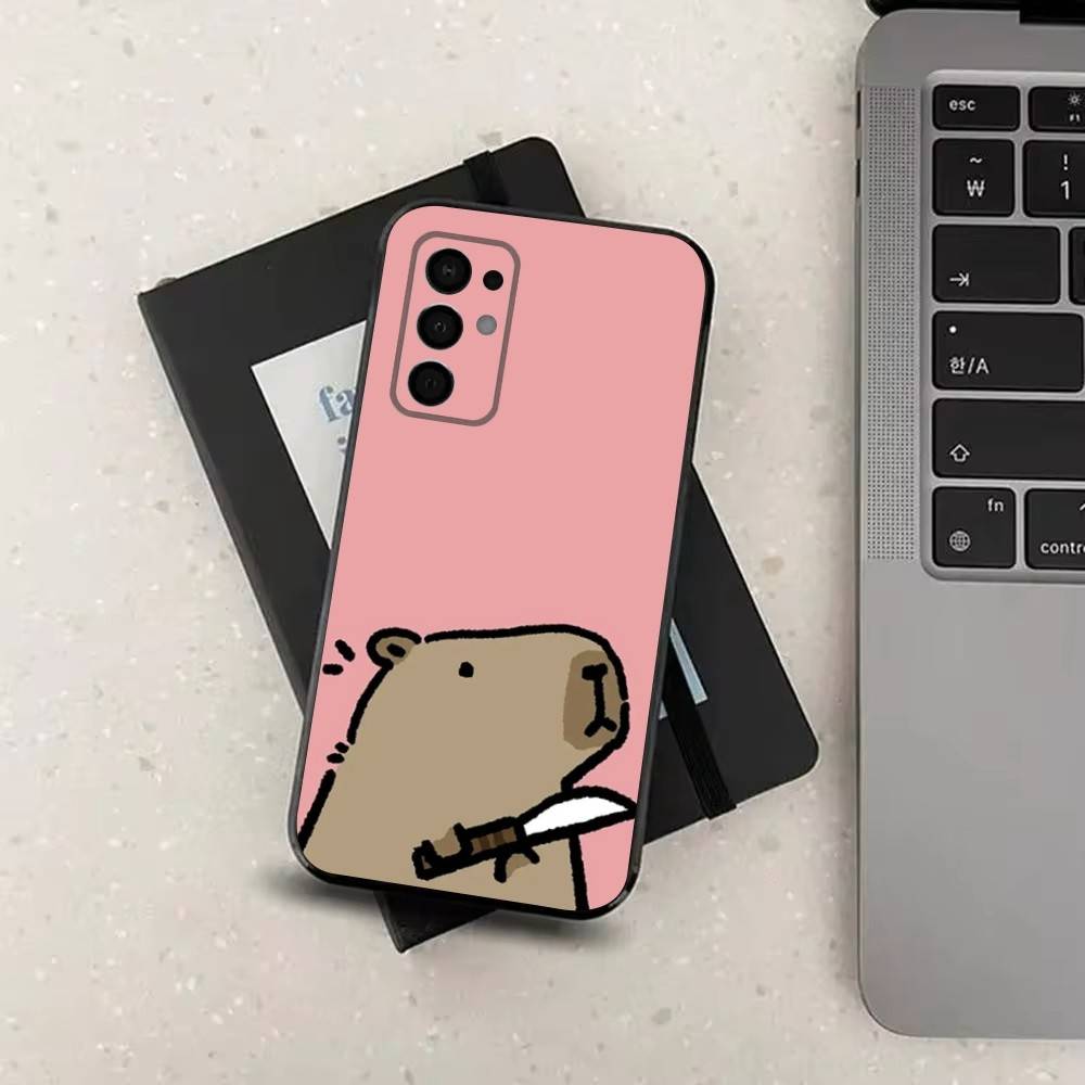 Cute Capybara Cartoon Phone Case For Samsung Galaxy A73,31,32,72,41,J7,8,9,53,52,71,22,Note Soft Black Silicone Cover