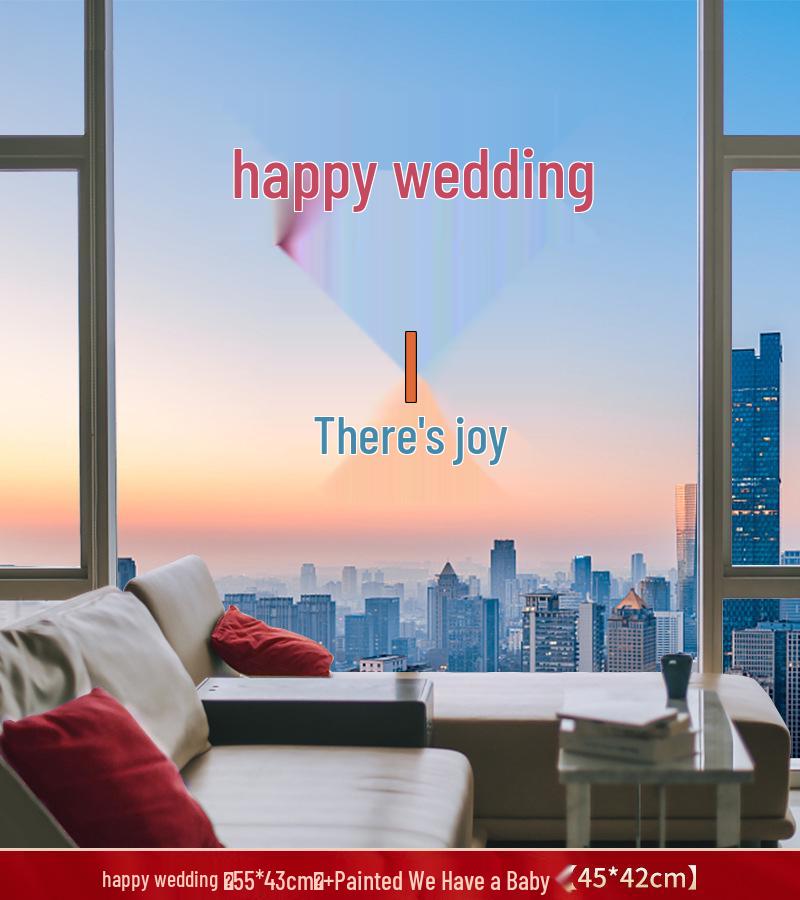 Xi Character Flocked Wedding Window Clings for Living Room Decoration