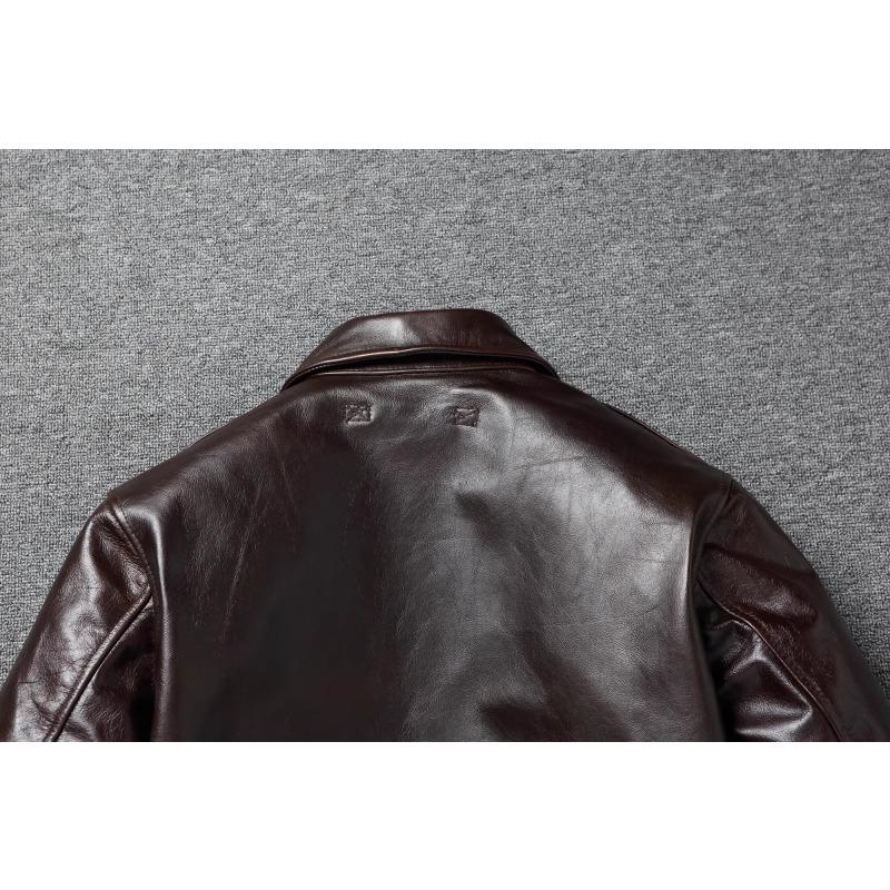 Chinese Size Brown Oil Waxed First Layer Genuine Cowhide A2 Great Escape Genuine Leather Jacket Men Loose Lapel Flight Jackets