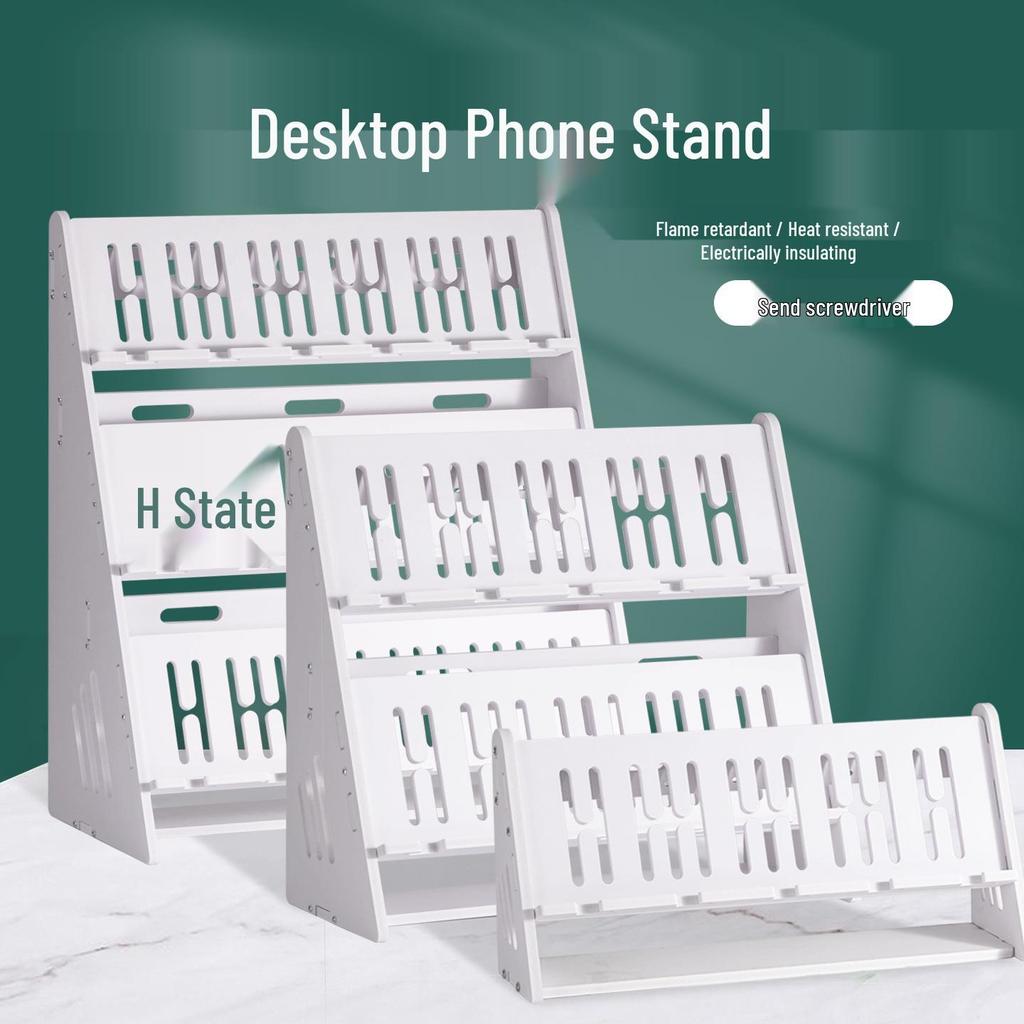 Multi-Device Mobile Phone Stand with Heat Dissipation and Charging Slots for Desktop or Office Use