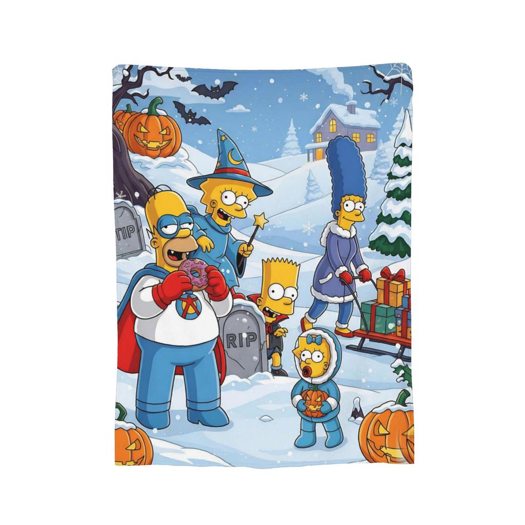Funny The S-Simpsons Cartoon Blanket Fleece Spring Autumn Portable Lightweight Thin Throw Blanket for Bed Car Quilt
