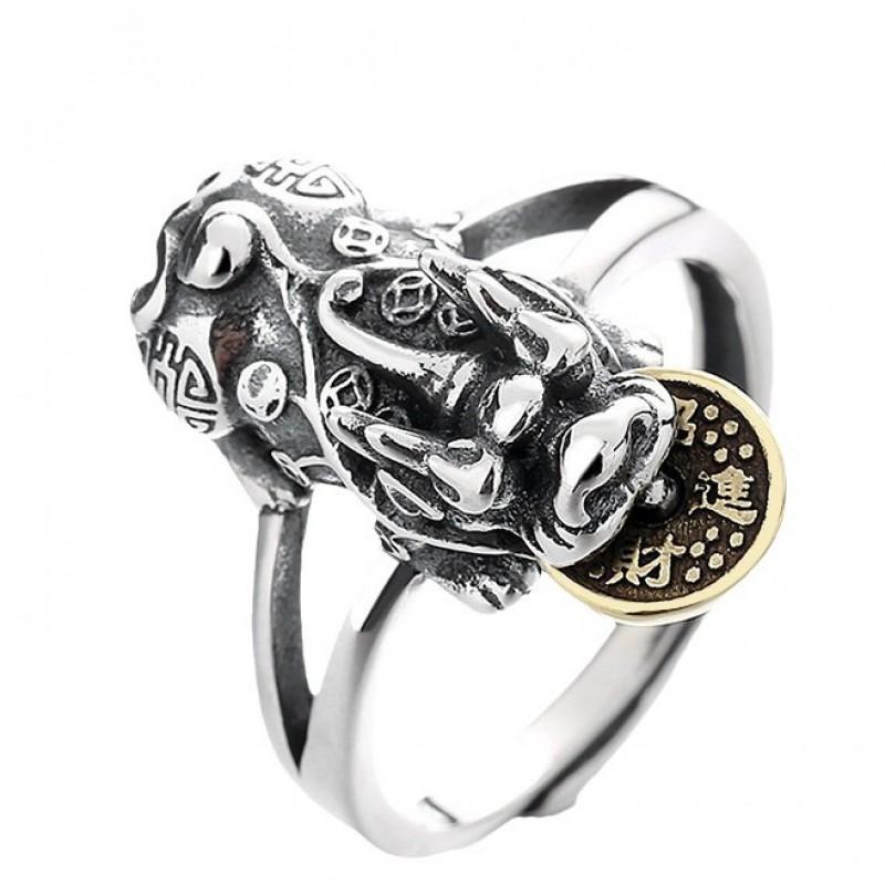 Adjustable Open Ring With Pixiu Charm Plated Copper Unisex Vintage Style Statement Finger Men Women