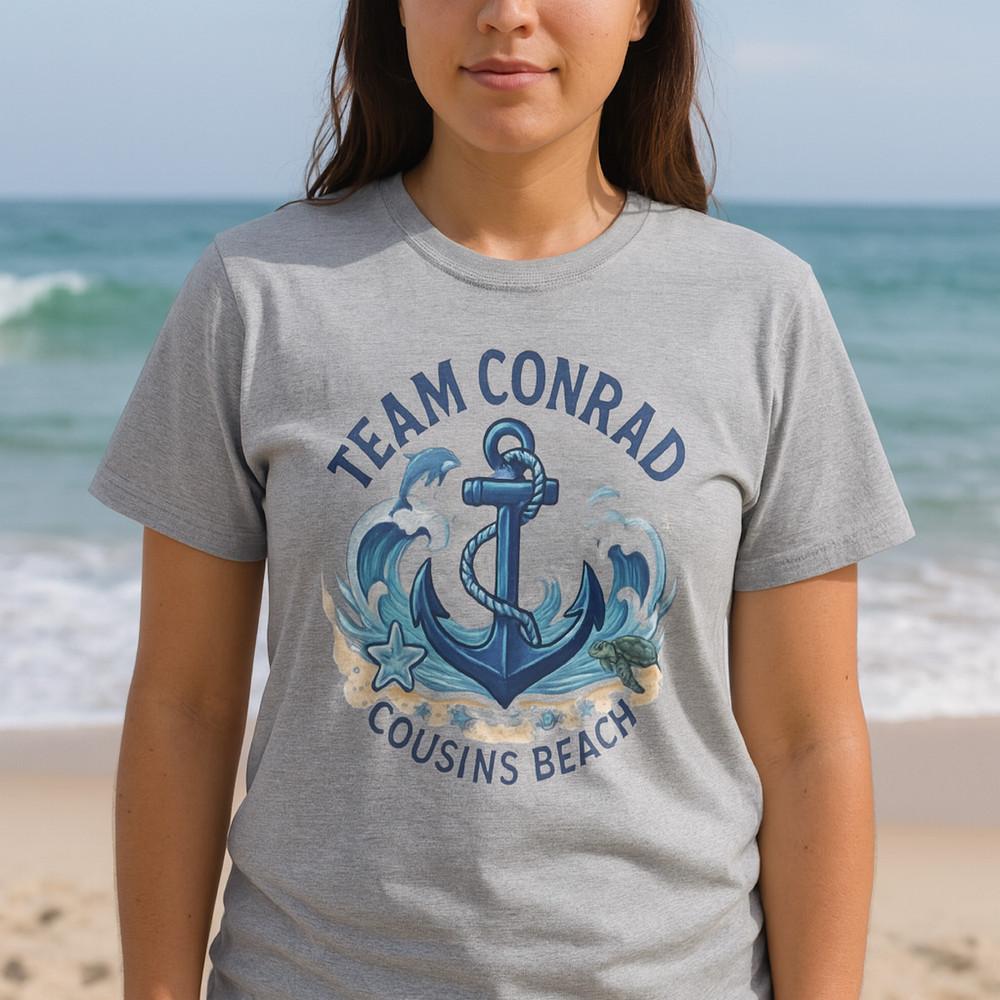 Команда Конрад Двоюродные Братья Пляжная Рубашка Лето Я Стала Красивой Графическая Футболка с Якорем Унисекс Футболка M