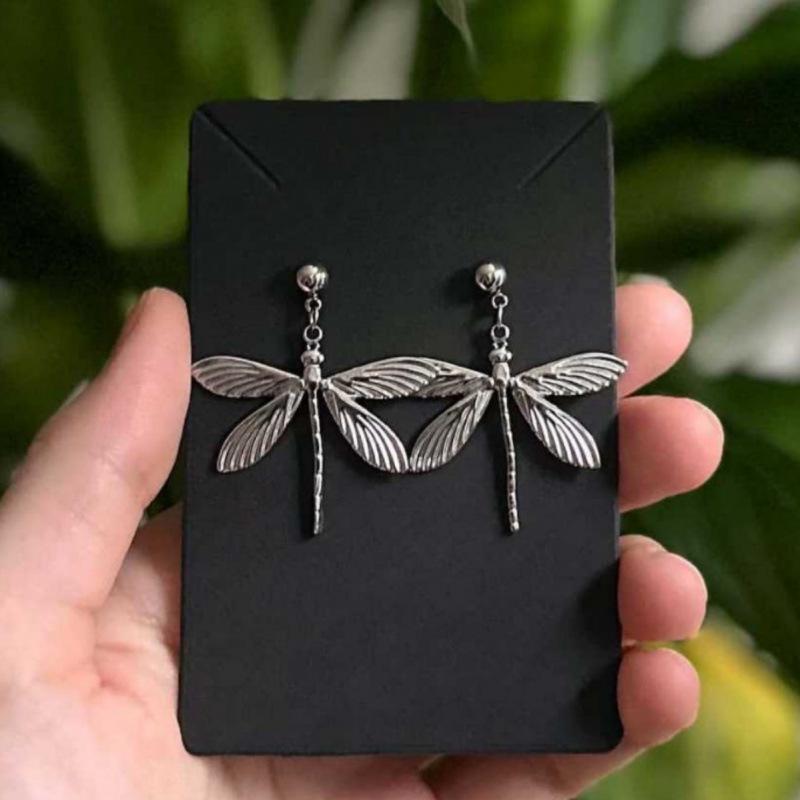 Jun'an Dragonfly Minimalist Stainless Steel Silver Earrings