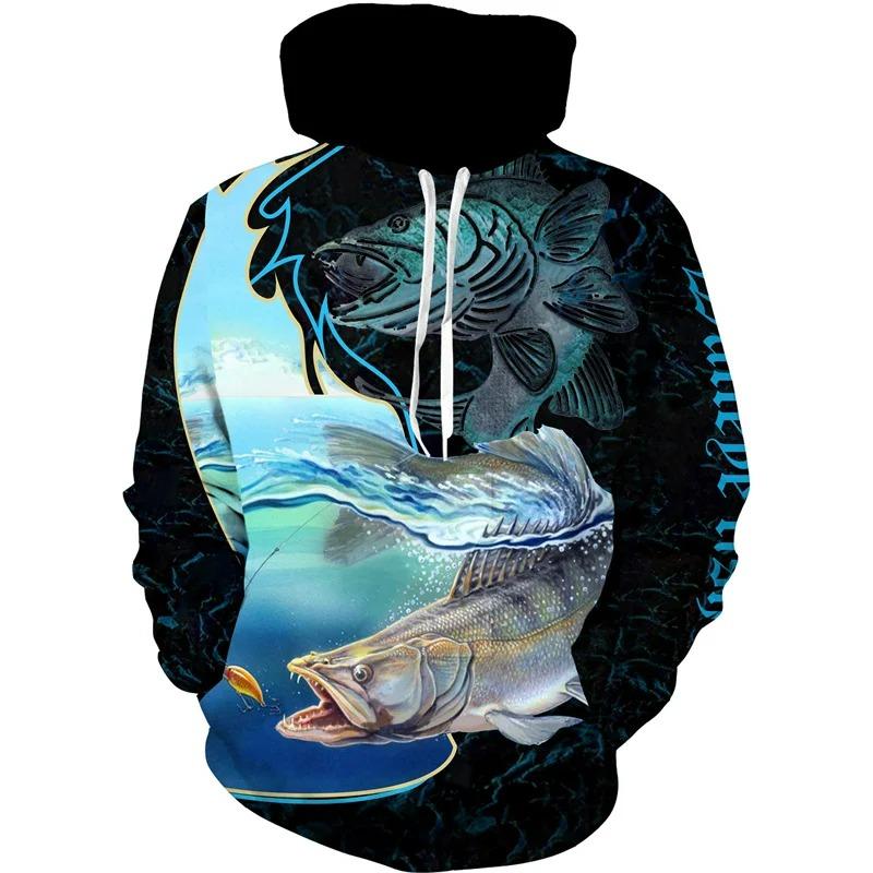 New 3D Printing Carp Fishing Men's Hoodie Fashion Outdoor Camping Pullover Clothing Wild Enthusiast Hooded Sweatshirt