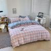 Washed Skin-friendly Bedding Set Sheet Pillowcase Quilt Cover Lattice