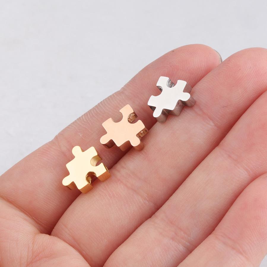 Semitree 5 Stück 10mm Edelstahl Puzzlespiel Perlen für DIY Schmuckherstellung Abstandshalter Perlen Halskette Zubehör Armband Verschlüsse