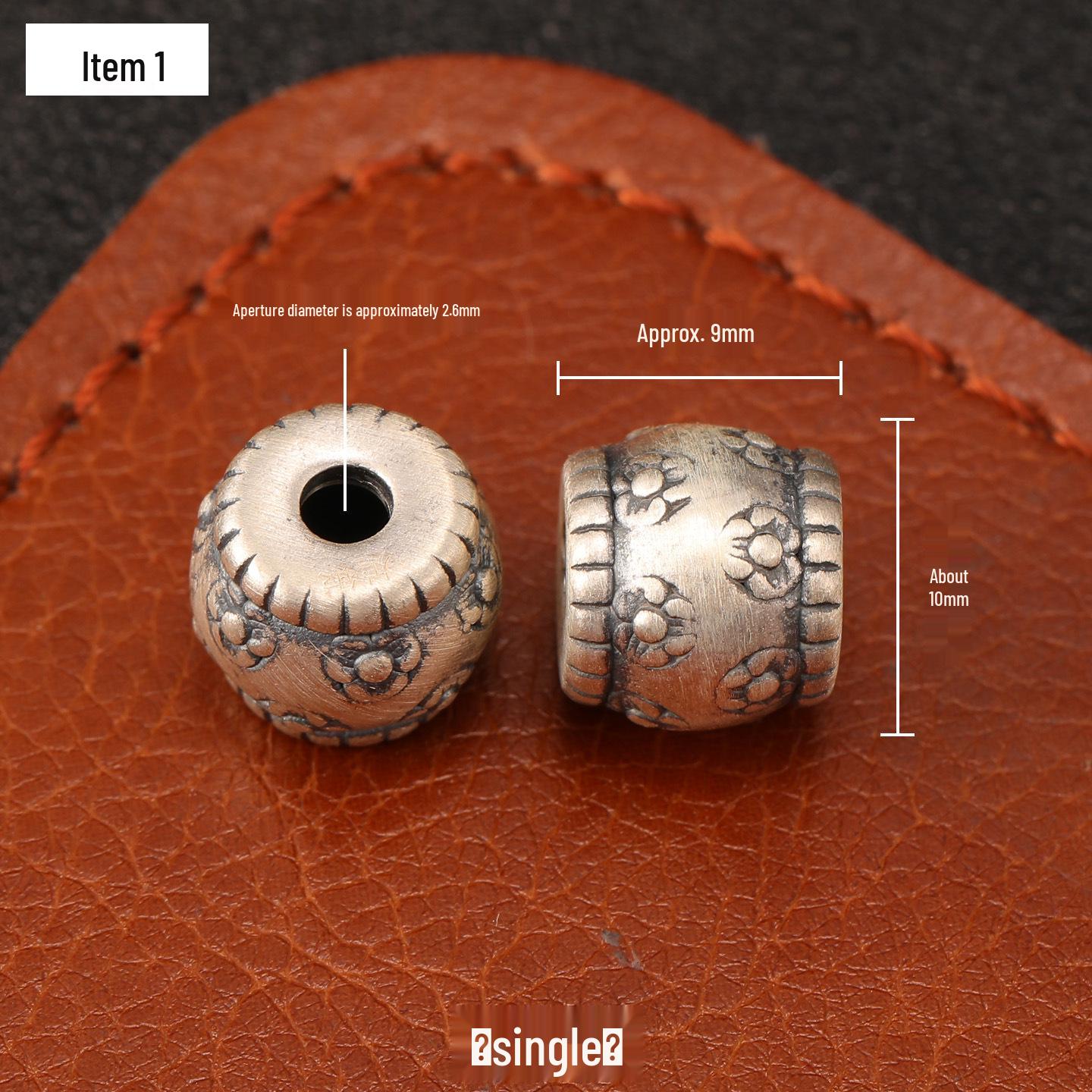 Sterling Silver S999 Patterned Barrel Spacer Beads for DIY Jewelry Crafting