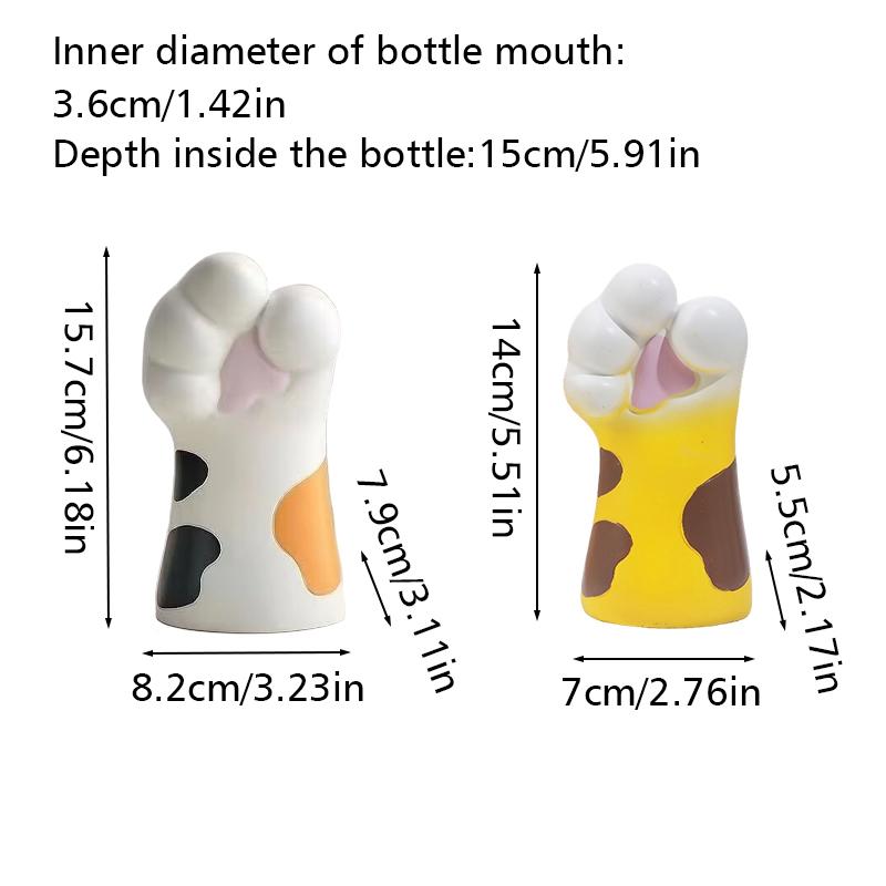 1PC Ornaments Funny Vase Painted Pattern Resin Exquisite Home Decor Cat Lover Gifts Cat's Paw Shape Cute 15.7x7.9x8.2cm