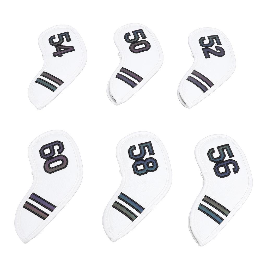 6PCS Golf Club Head Covers PU Leather Abrasion Resistant Clear Numbers Golf Iron Covers Set for