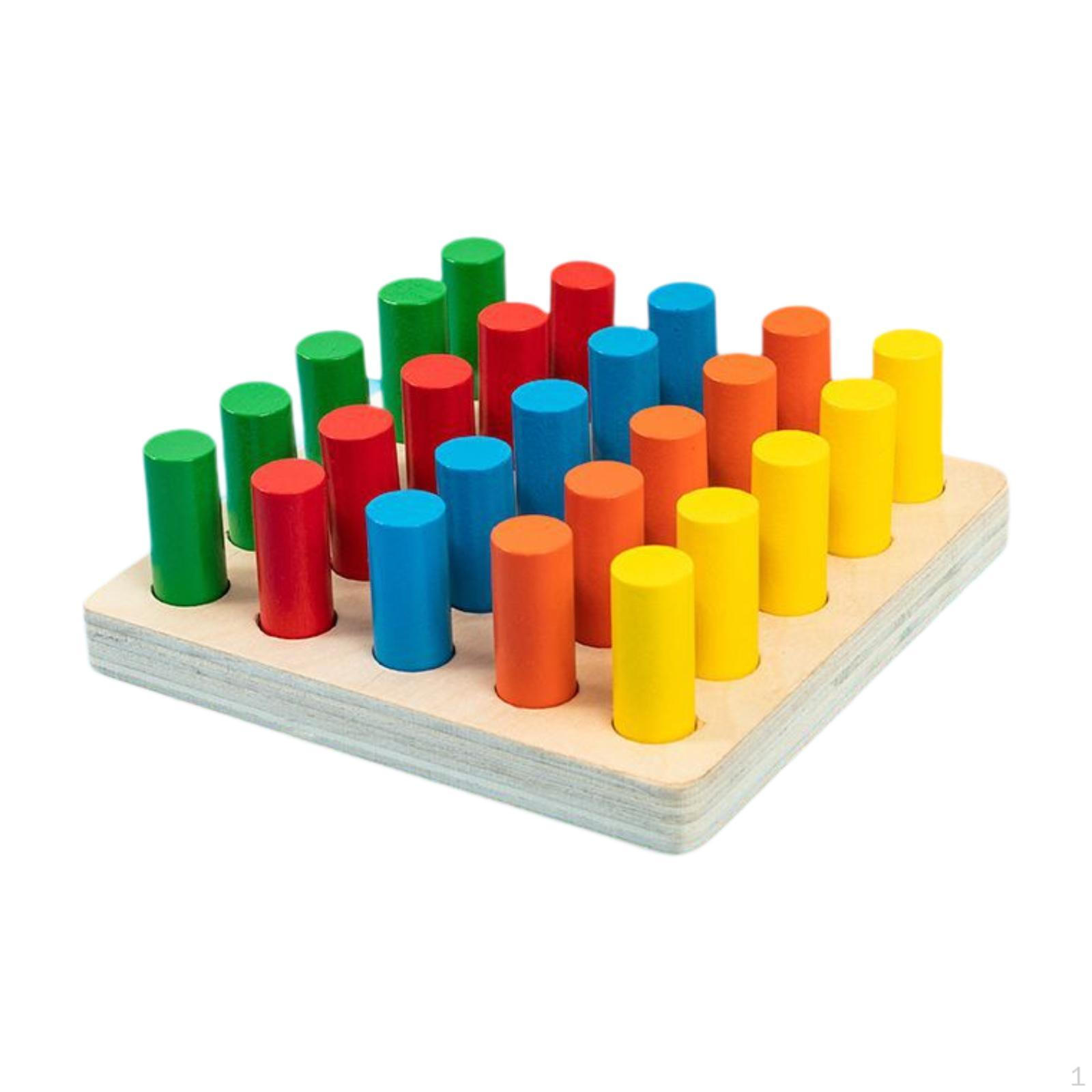 

Cylinder Toy Finger Grab Board Wooden Educational Game Preschool Fine Motor Skills Hand Eye Style B