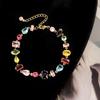 Elegant Pink Four-Leaf Clover Necklace Set With Floral Pendant Rose Gold Plated Copper Jewelry Women