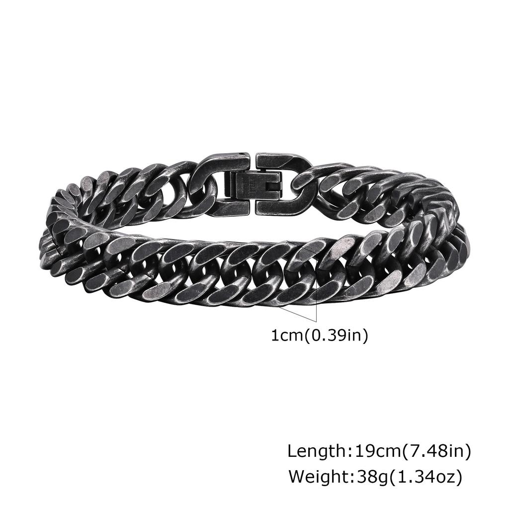 Stainless Steel Jewelry Thick Heavy Cuban Chain Men Bracelets Wristband For Dad Boyfriend Valentine's Day Gift