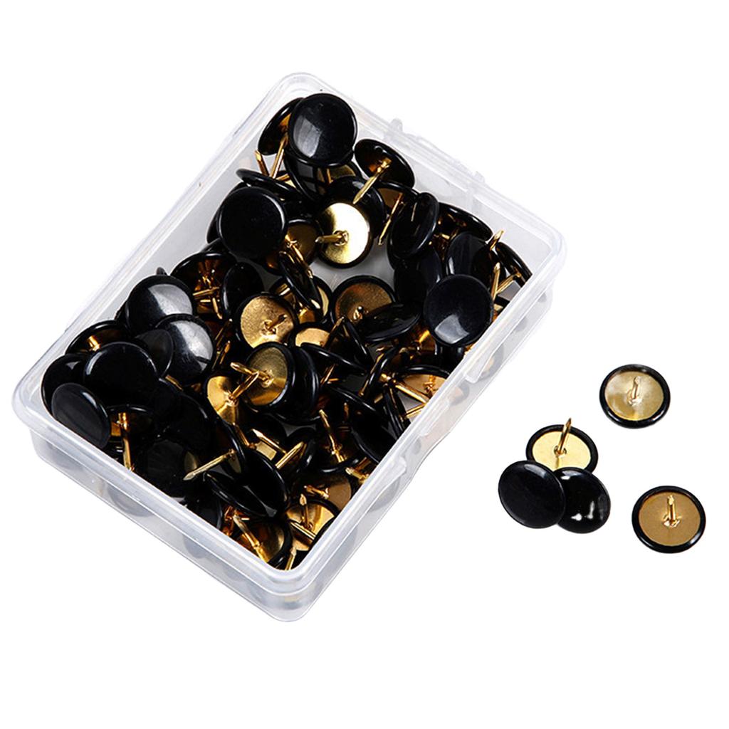 100pcs Colored Flat Thumb Tacks Roundness Plastic and Metal Flat Thumb Tacks for Office School & Personal Use
