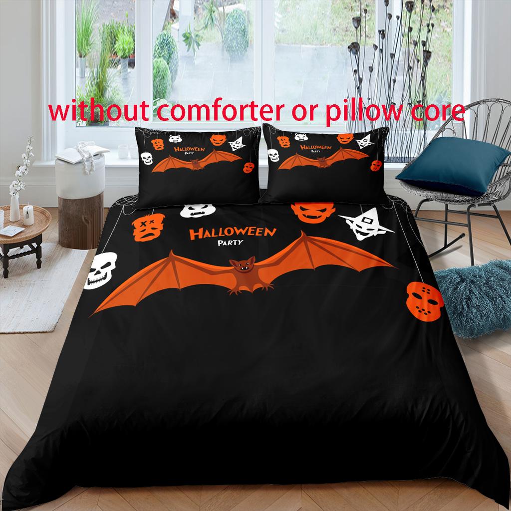 Halloween Pattern - Digital Printed Duvet Kit - Polyester - Bedroom Decoration -1 Bed Cover +2 Pillowcase (no Pillow Core)