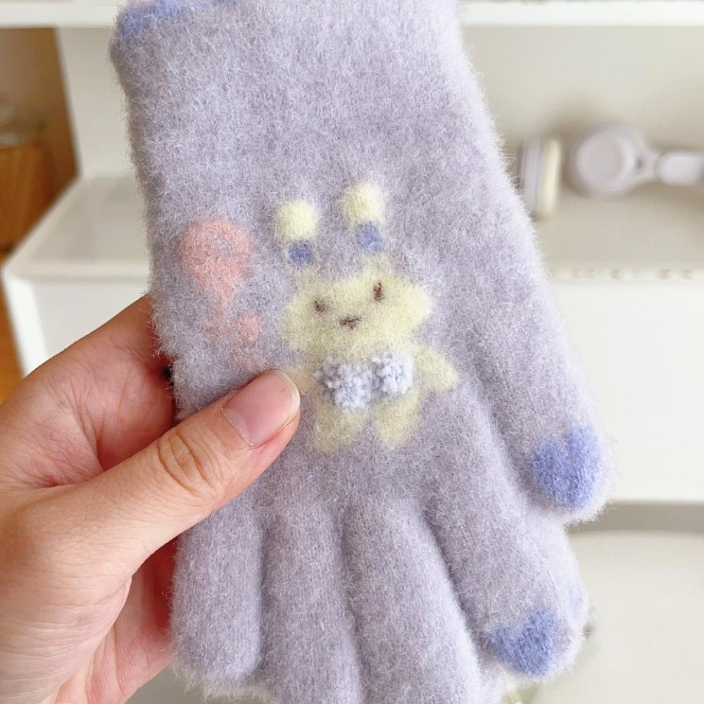 Luvas de Pelúcia à Prova de Frio Luvas Fofas de Coelho de Desenho Animado Novas Luvas Quentes Inverno