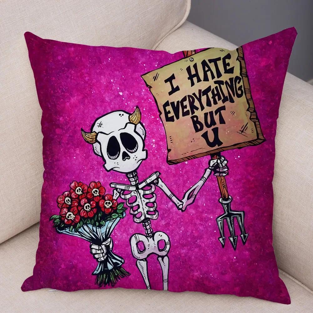 Capa de Almofada de Desenho Animado Fofa Colorida Caveira Fronha Carro Sofá Decoração para Casa
