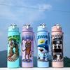 Hot-selling Water Bottle Children's Cartoon Transparent Medium Cup Elastic Cover Suction Nozzle Water Cup with Anti-drop Portable Rope Kettle Gift Cup